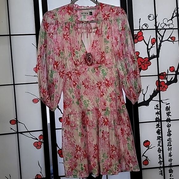 RIXO Devi metallic floral-print silk-blend jacquard mini dress - Picture 5 of 16